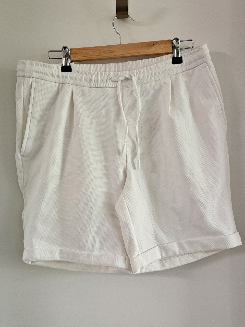 Zara White Drawstring Athletic Shorts